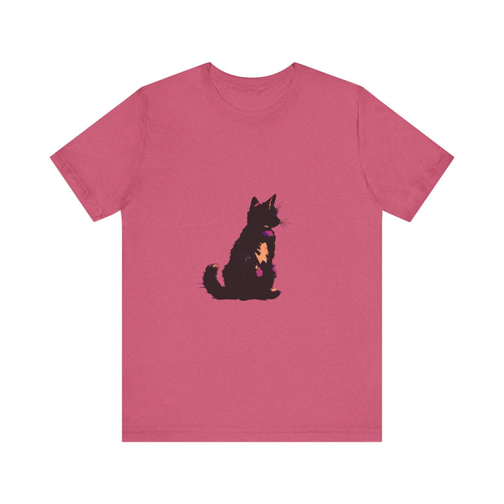 Black Cat Mystery Abstract T-Shirt with intricate design and dark, enigmatic appeal