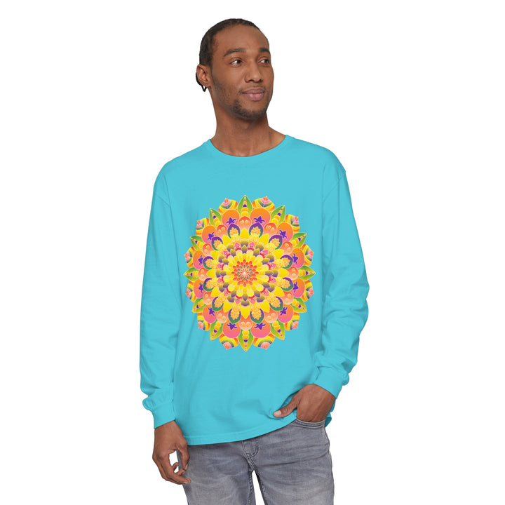 Colorful and intricate mandala design unisex long sleeve t-shirt for all genders