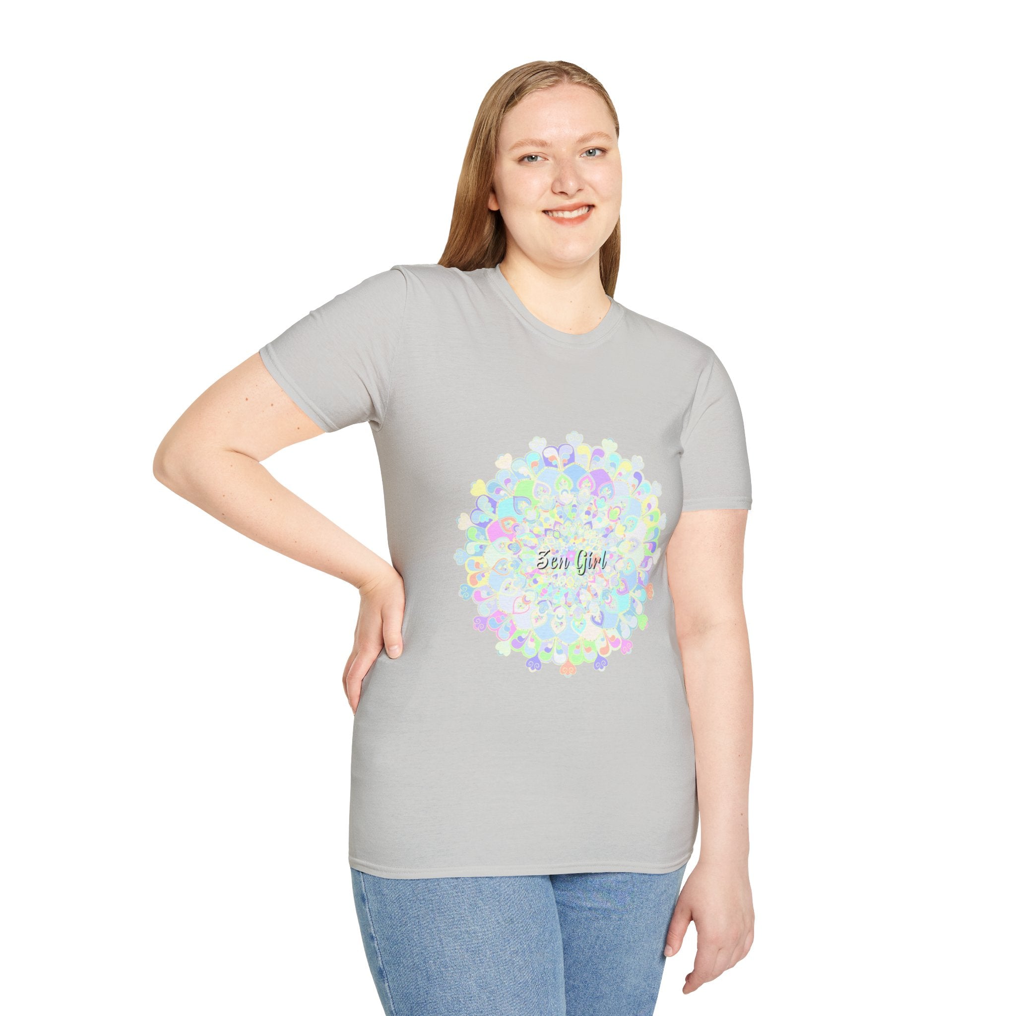 Colorful mandala pattern T-shirt with one-of-a-kind design and intricate details