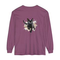 Black Cat Watercolor Splash T-Shirt with vibrant colors and feline design