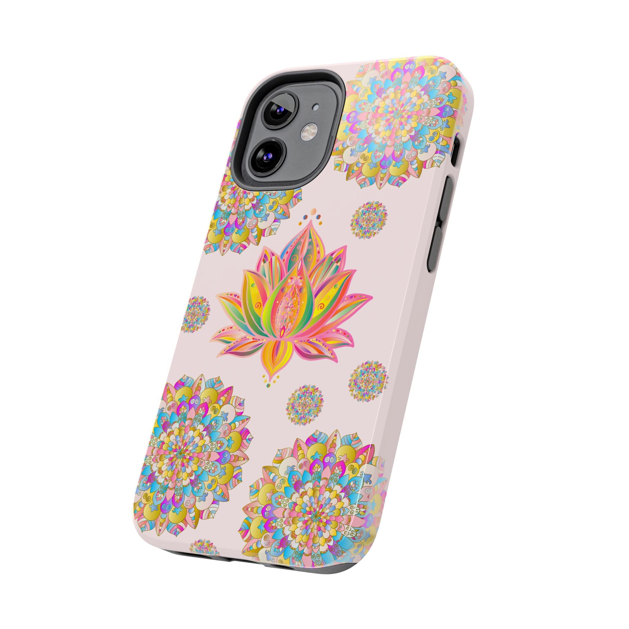 Beautiful light pink lotus flower mandala design phone case for stylish protection