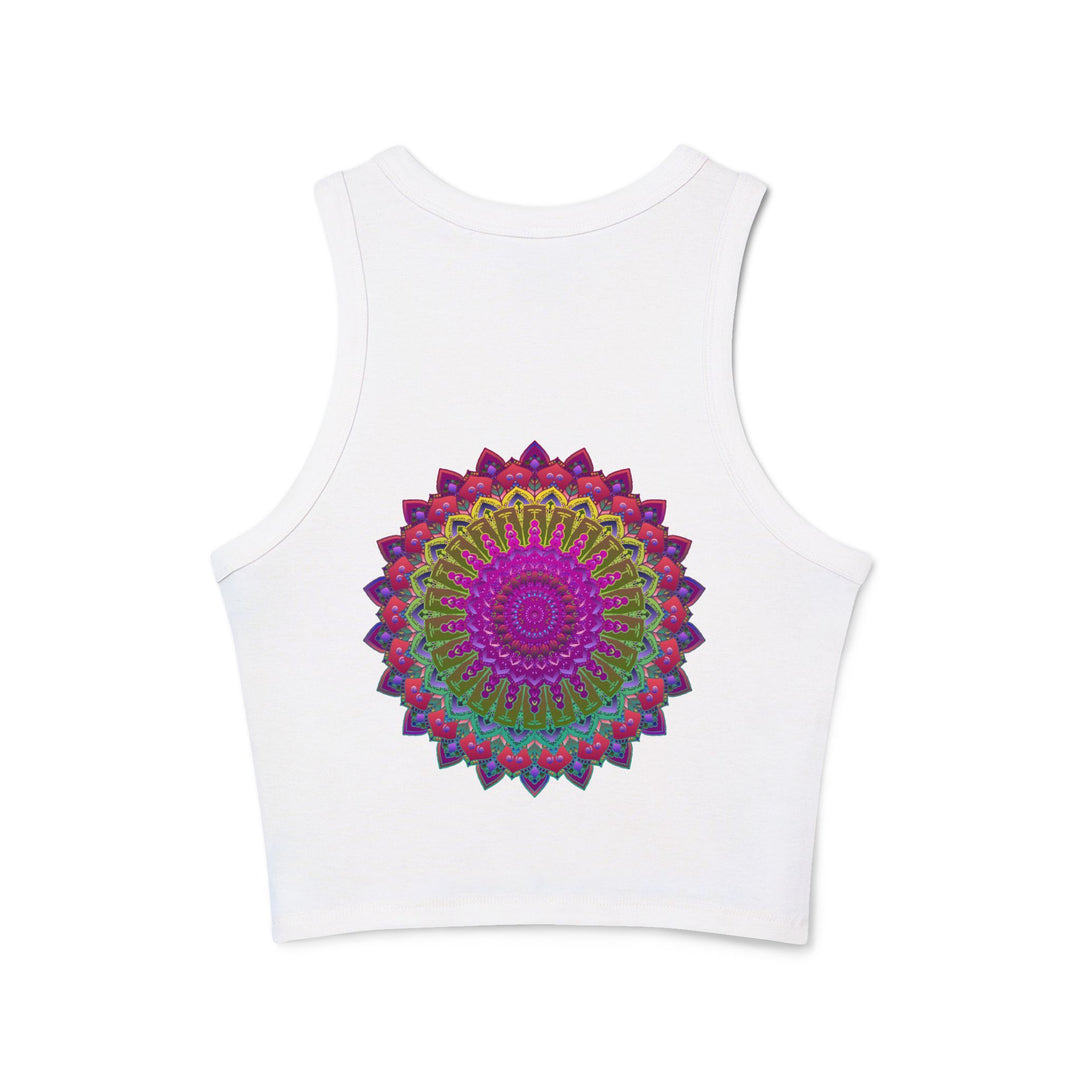 Beautiful, colorful, and intricate mandala design on a racerback tank top