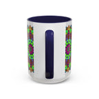 Vibrant floral design mandala art mug with intricate and colorful details