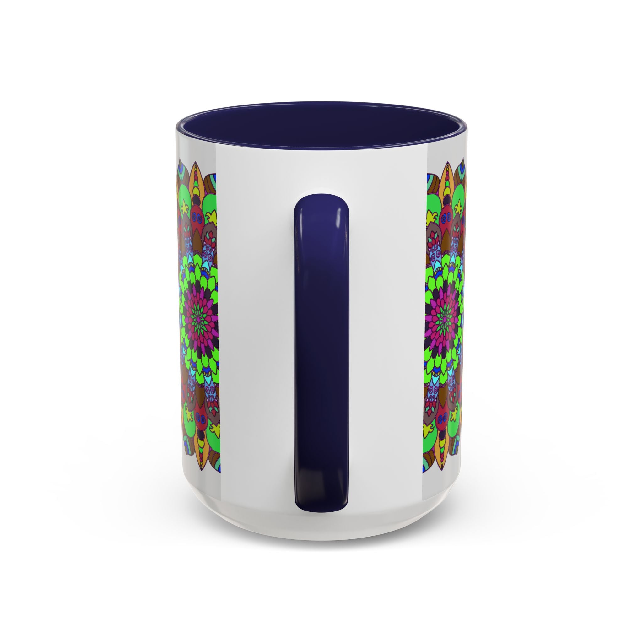 Vibrant floral design mandala art mug with intricate and colorful details