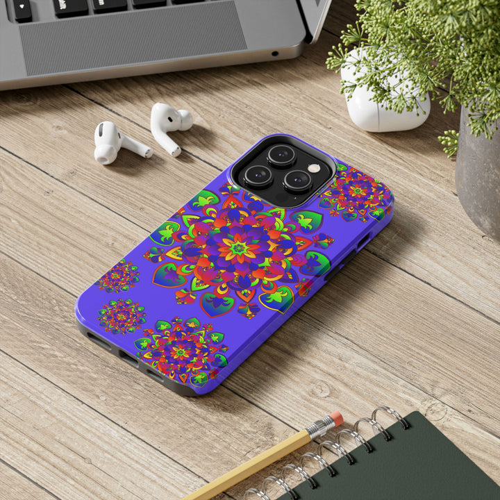 Colorful hand drawn mandala rainbow design phone case for stylish protection