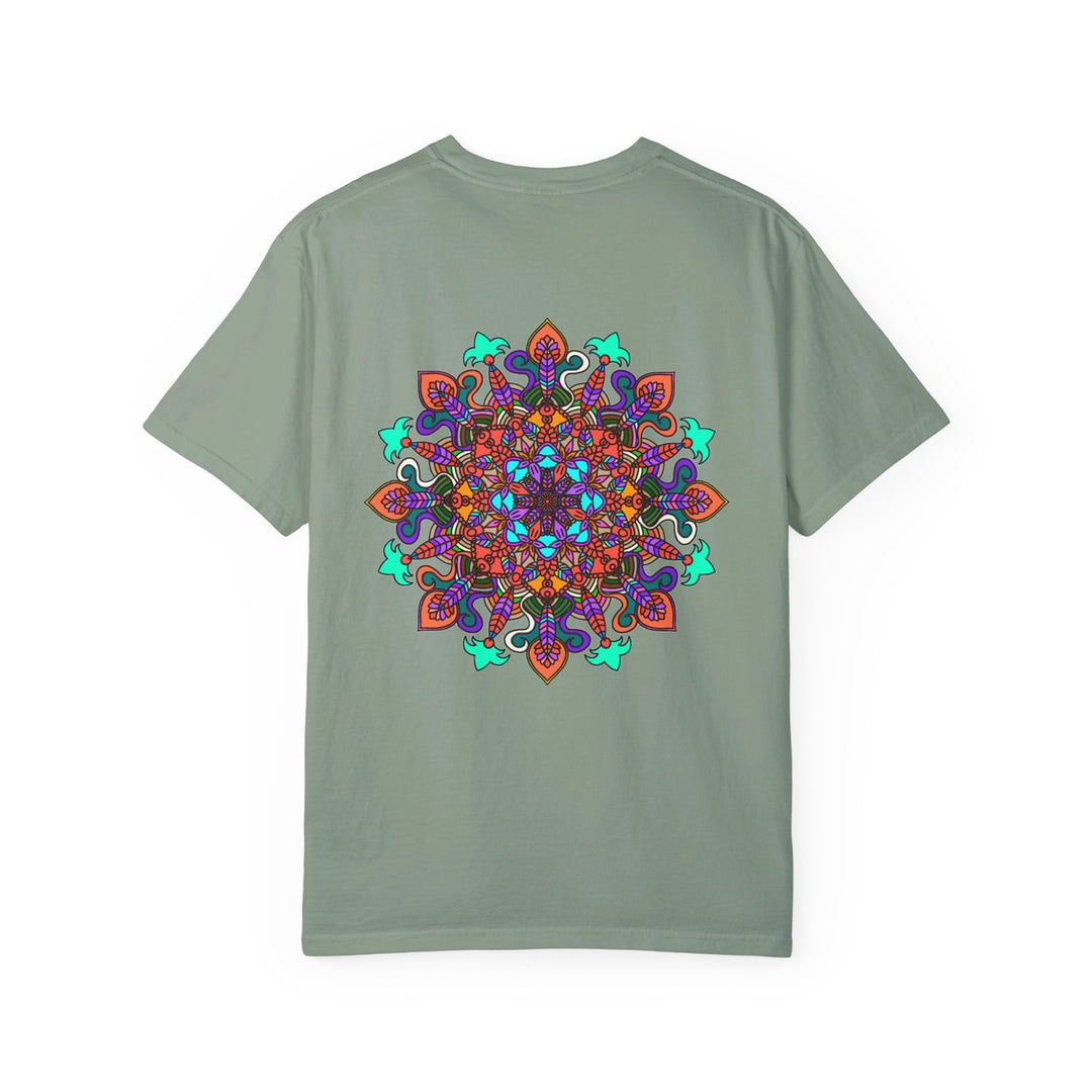 Unisex Mandala T-Shirt made of 100% Ring-Spun Cotton, hand-drawn mandala art, and garment-dyed for extra comfort