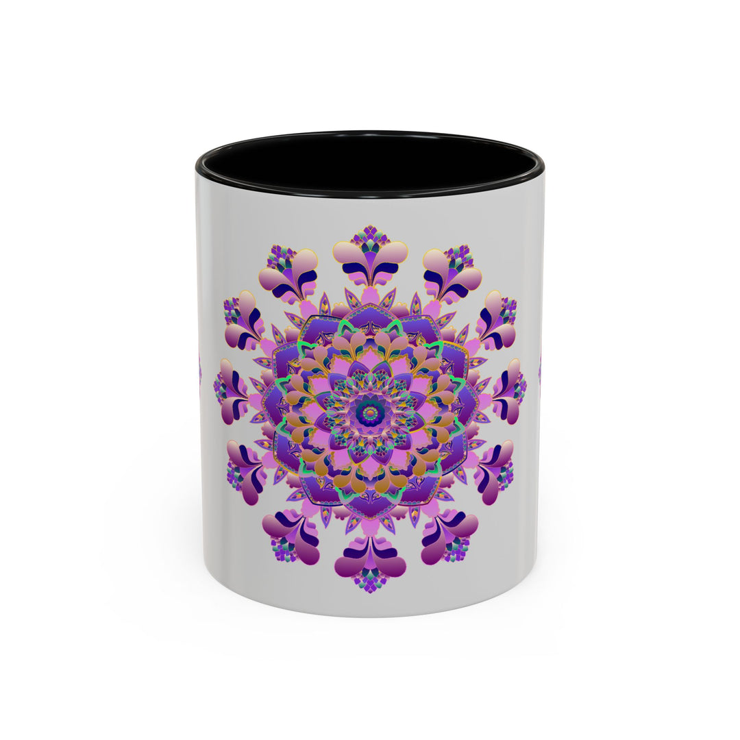 Mandala Mug - Purple & Pink Floral Design, Handcrafted Ceramic Tea Cup with Intricate Mandala Pattern