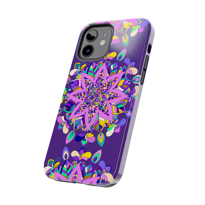 Custom hand drawn purple Mandala Art phone case for iPhone X/XS