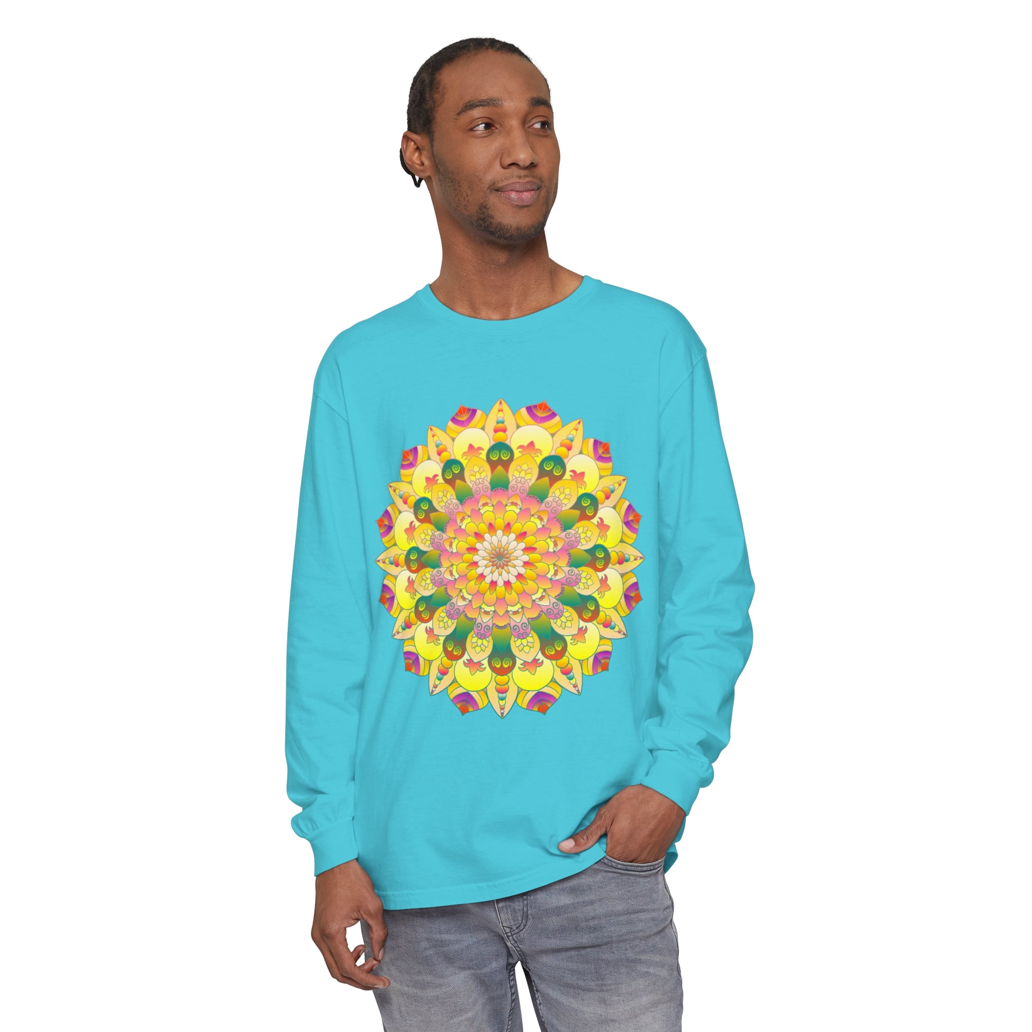 Colorful and intricate mandala design long sleeve t-shirt for men and women