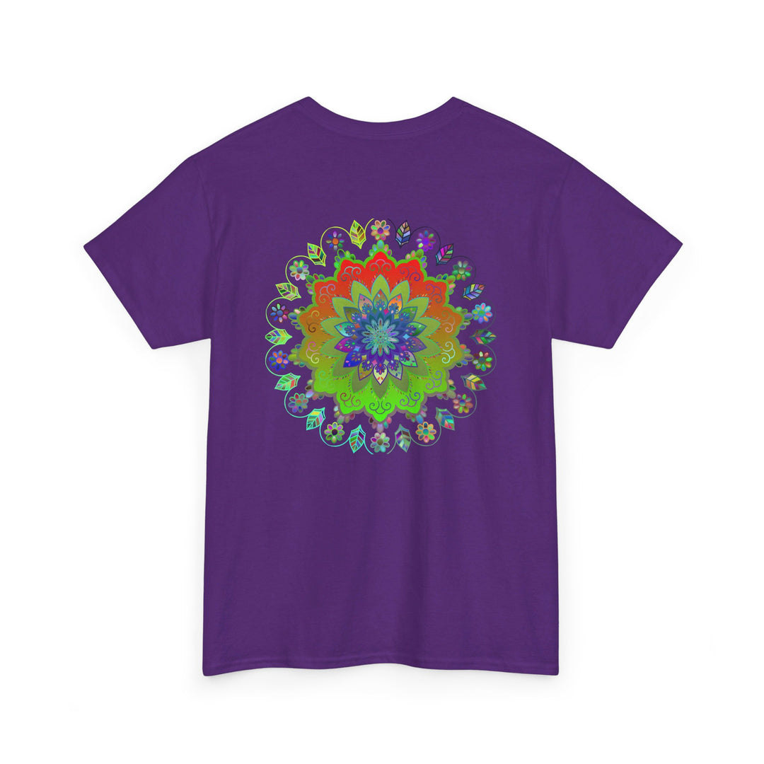 Colorful mandala design on a comfortable unisex heavy cotton tee, perfect for yoga and mindfulness practice