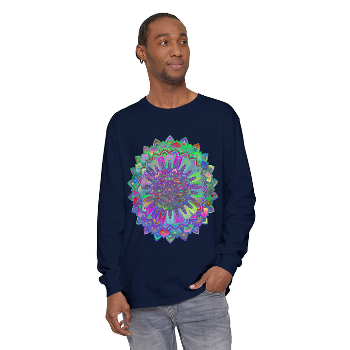 Colorful and eye-catching long sleeve t-shirt with intricate mandala design