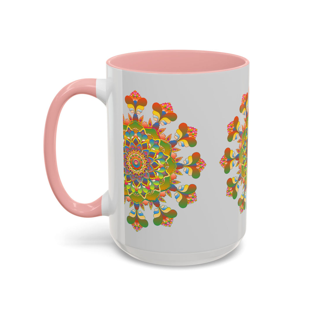 Colorful and intricate mandala art design on ceramic coffee mug