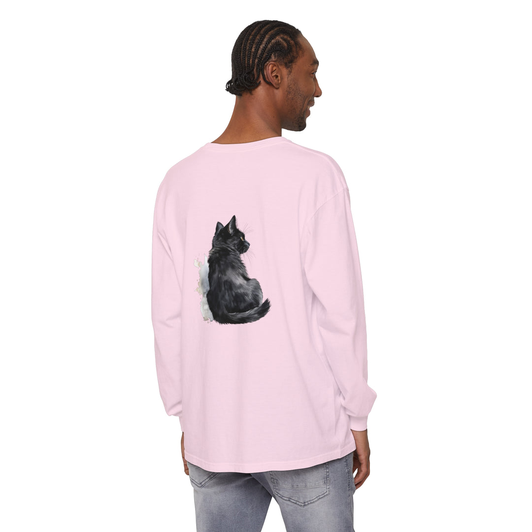 Black Cat Watercolor Long Sleeve T-Shirt for both men and women