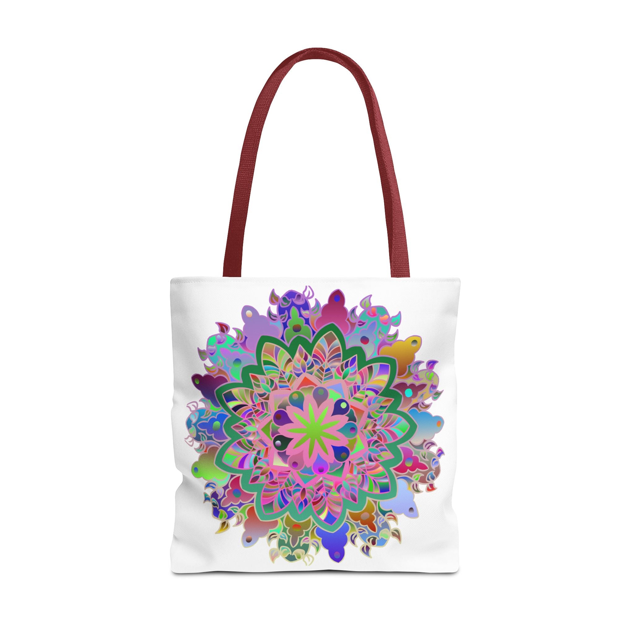 Colorful mandala tote bag with ample space for books, groceries, and more