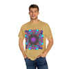 Unisex Mandala T-Shirt made from 100% Ring-Spun Cotton, featuring hand-drawn Mandala Art and garment-dyed for extra comfort