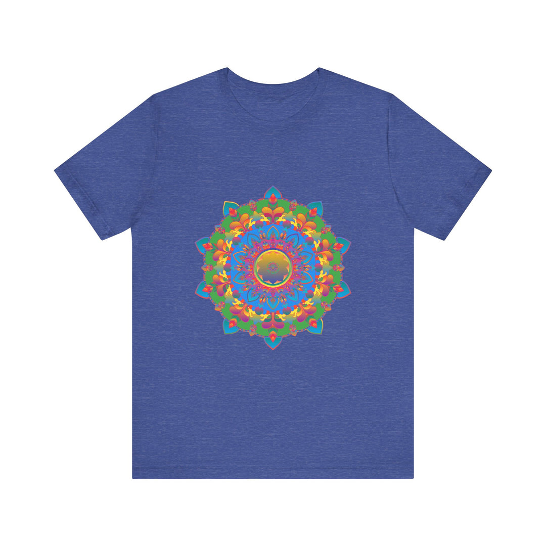 Vibrant and detailed mandala design t-shirt with a colorful and intricate pattern