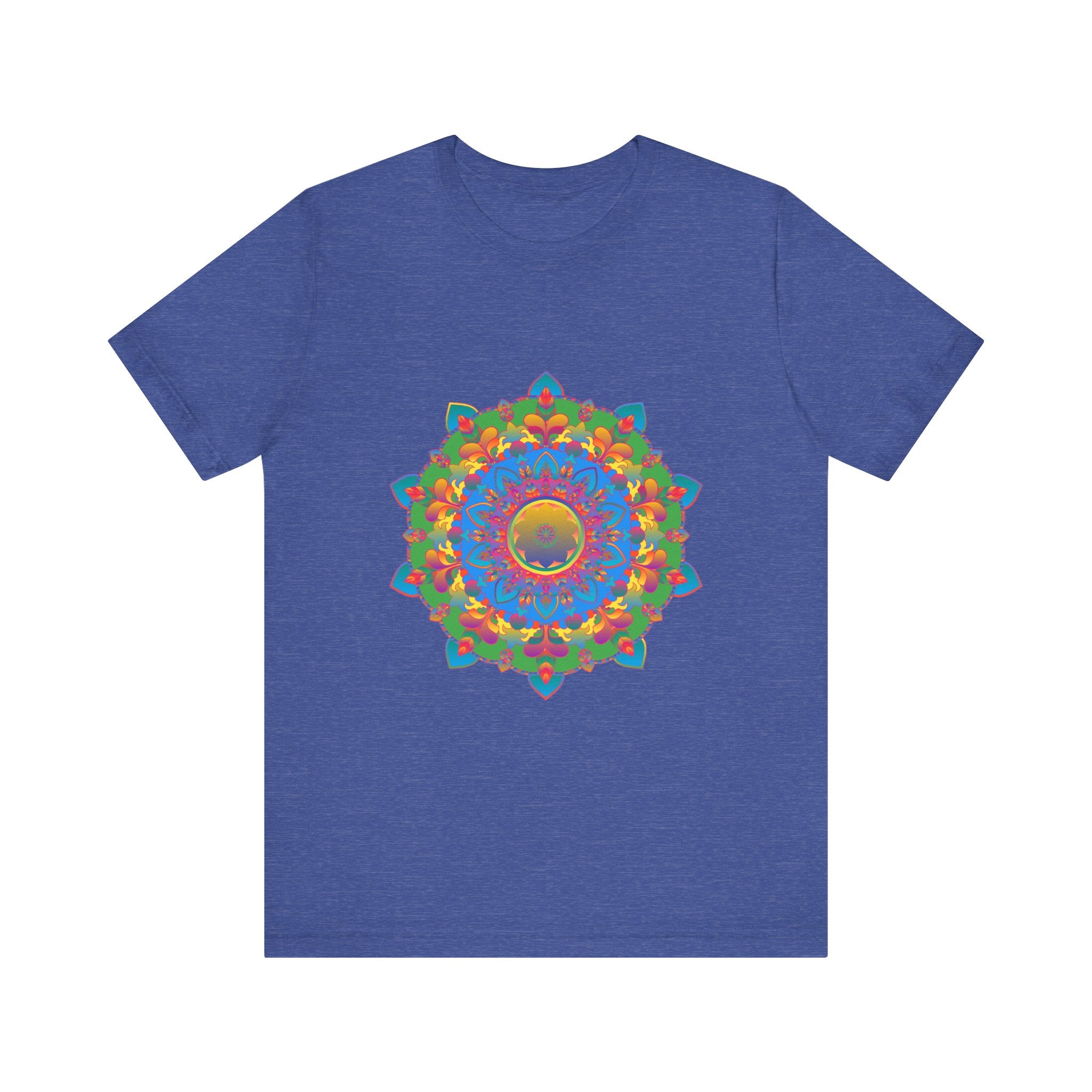 Vibrant and detailed mandala design t-shirt with a colorful and intricate pattern