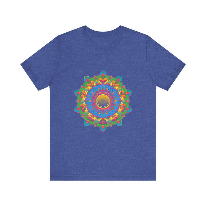 Vibrant and detailed mandala design t-shirt with a colorful and intricate pattern