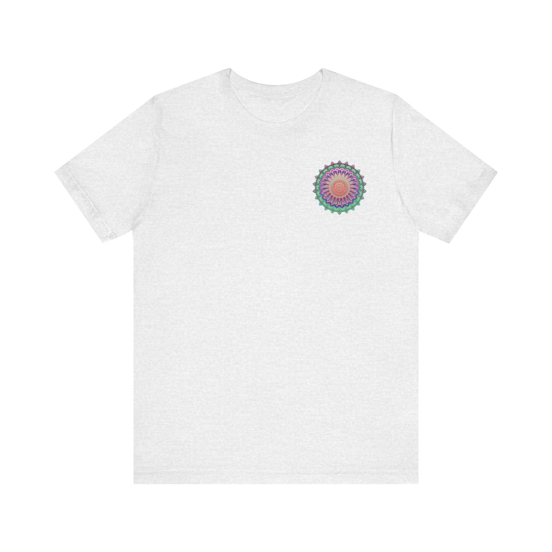 Beautiful white Mandala Tee with intricate design representing spiritual peace and harmony, perfect for meditation and relaxation