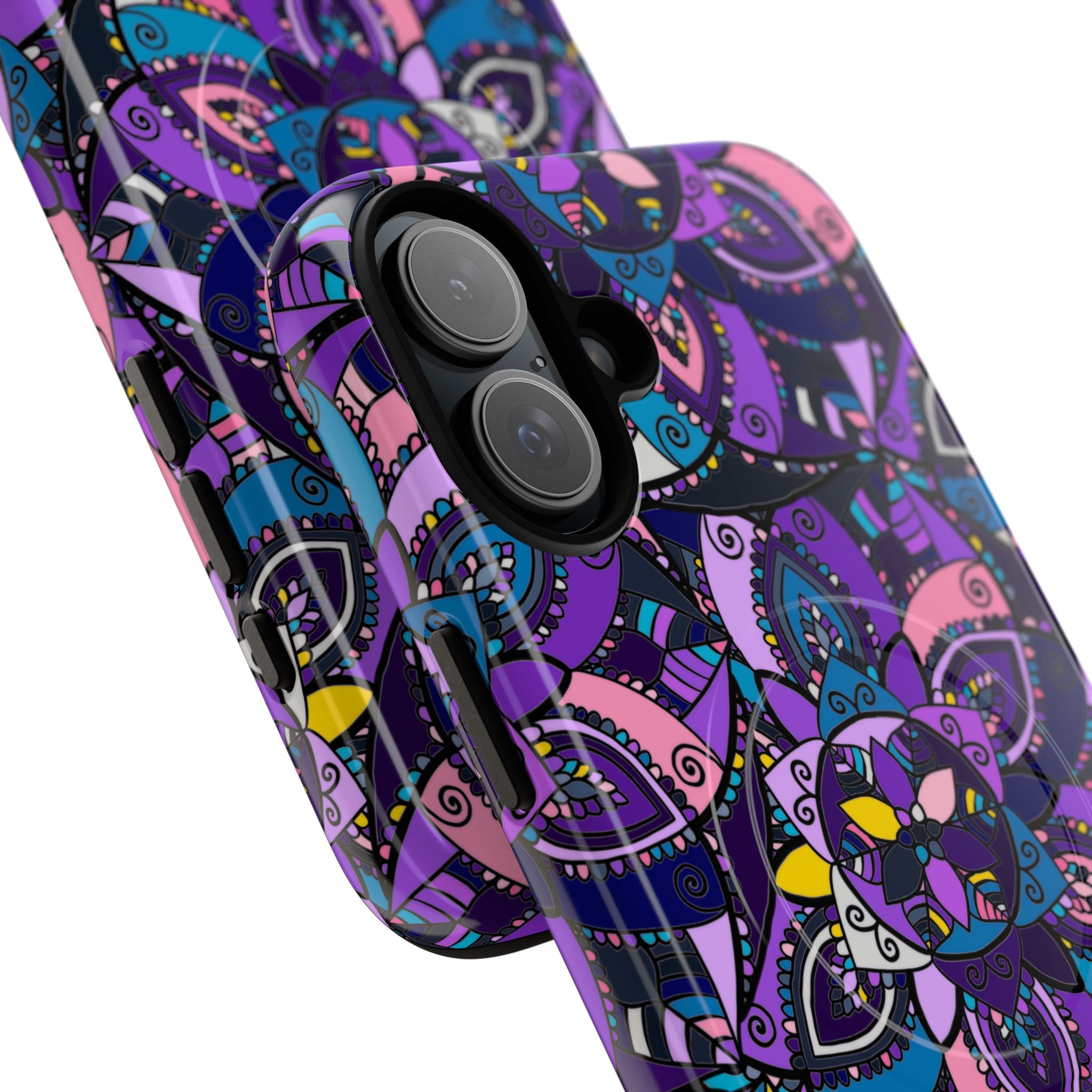 Magnetic Phone Case — Purple Mandala Floral Tough Case