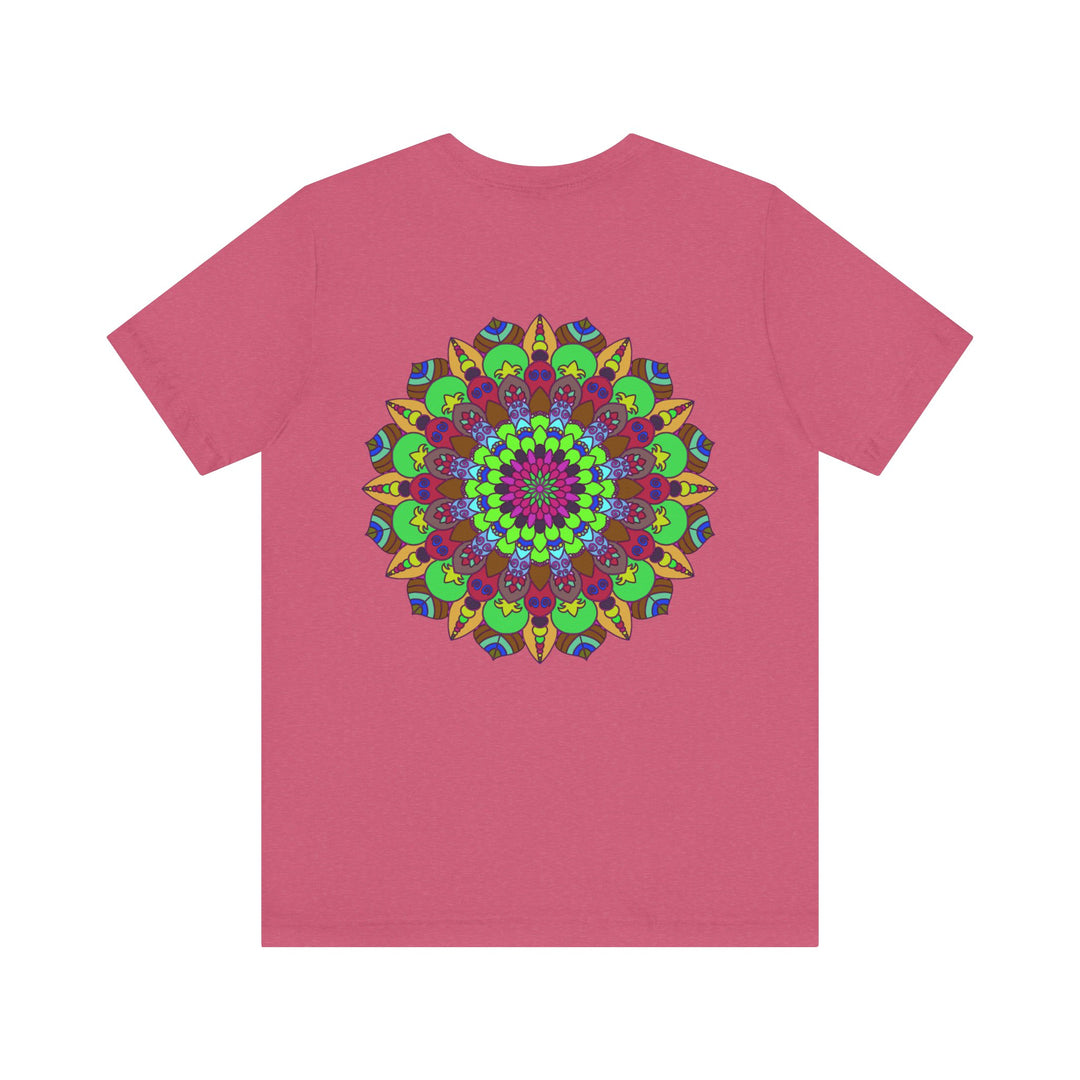 A beautiful, colorful mandala t-shirt featuring peaceful and harmonious design