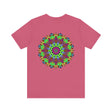 A beautiful, colorful mandala t-shirt featuring peaceful and harmonious design