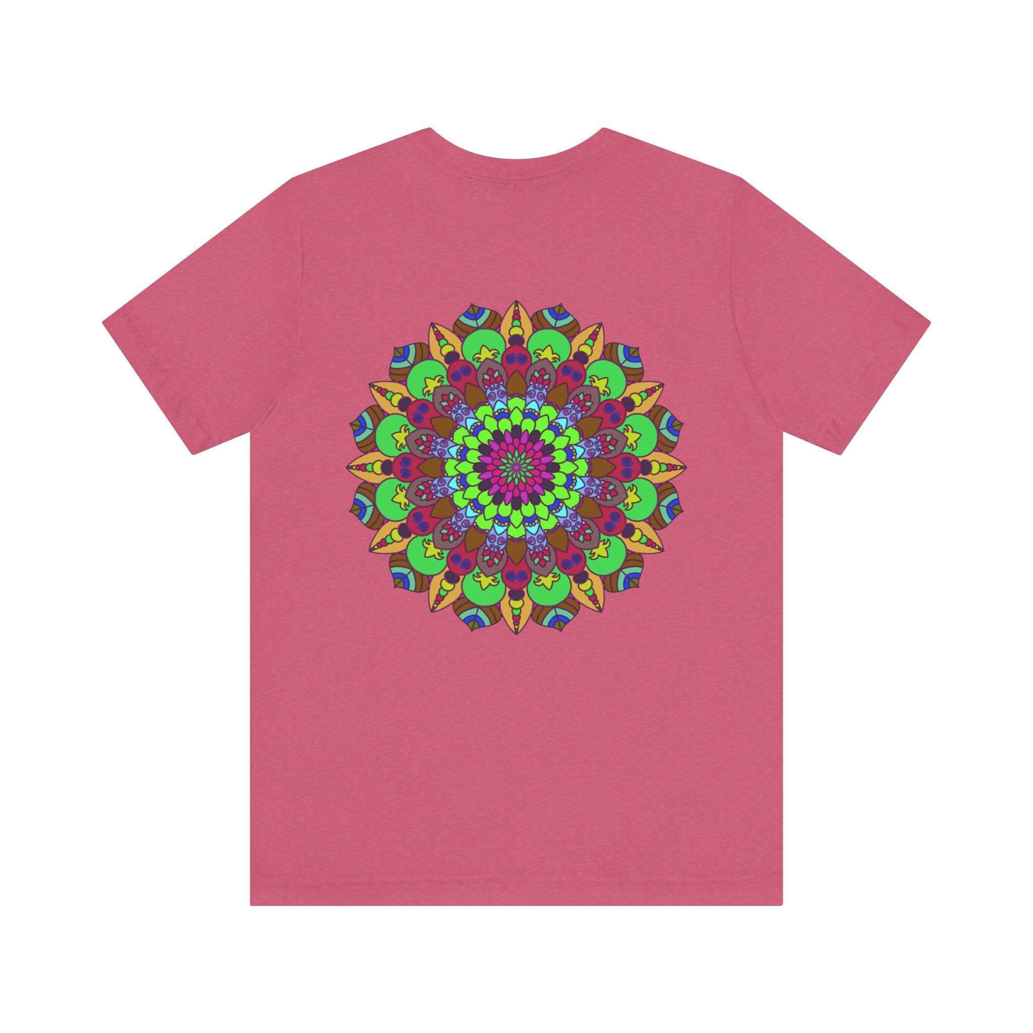 A beautiful, colorful mandala t-shirt featuring peaceful and harmonious design