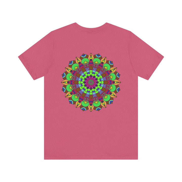 A beautiful, colorful mandala t-shirt featuring peaceful and harmonious design