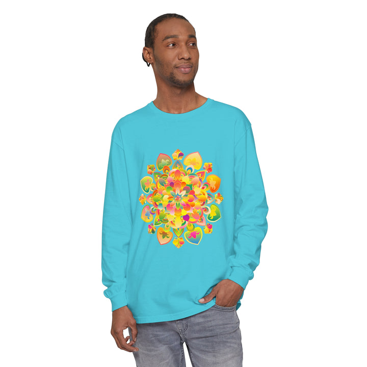 Psychedelic long sleeve t-shirt with detailed mandala pattern