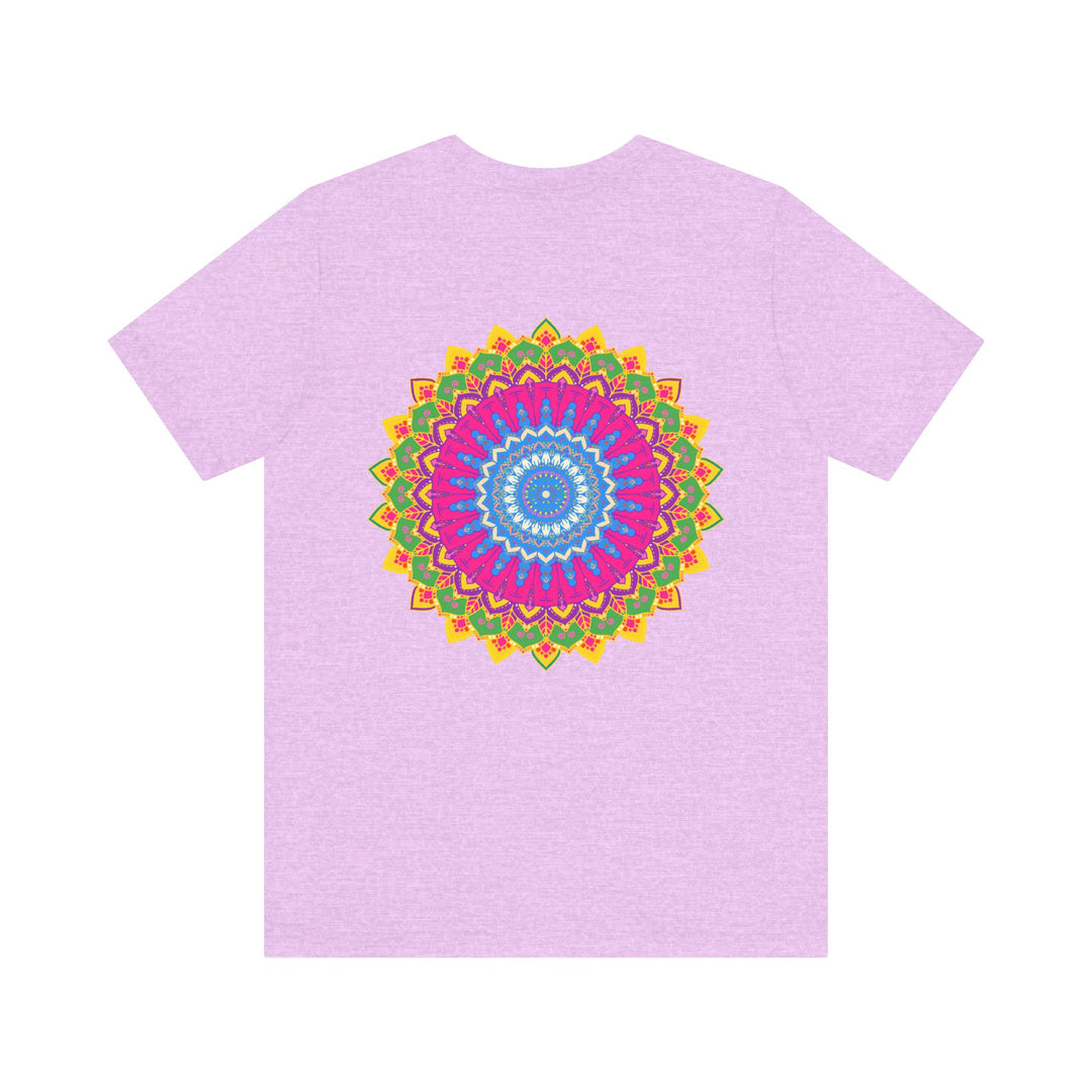 Vibrant mandala T-shirt featuring a beautiful and intricate design representing spiritual peace and tranquility, perfect for yoga and meditation