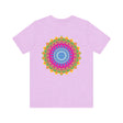 Vibrant mandala T-shirt featuring a beautiful and intricate design representing spiritual peace and tranquility, perfect for yoga and meditation