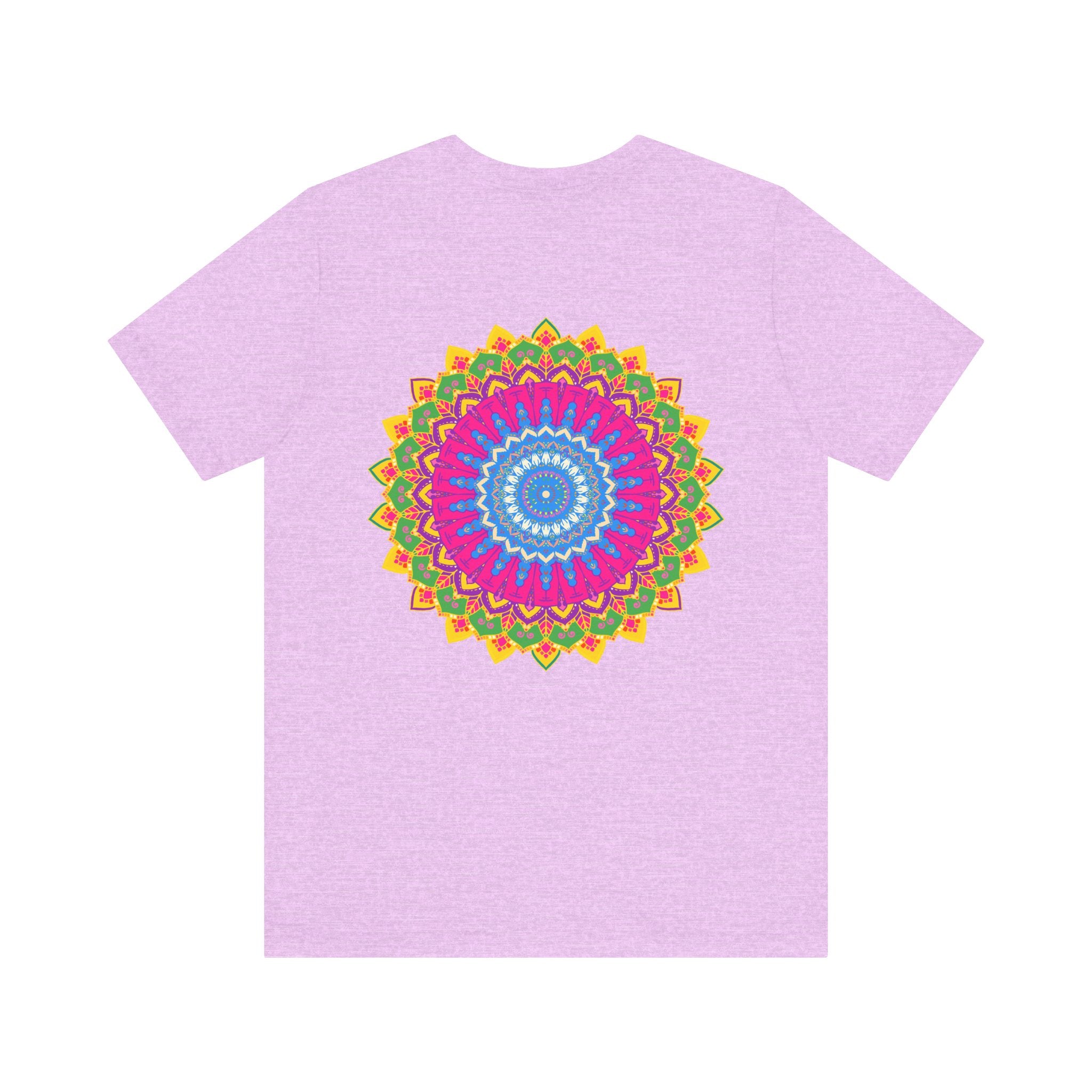 Vibrant mandala T-shirt featuring a beautiful and intricate design representing spiritual peace and tranquility, perfect for yoga and meditation