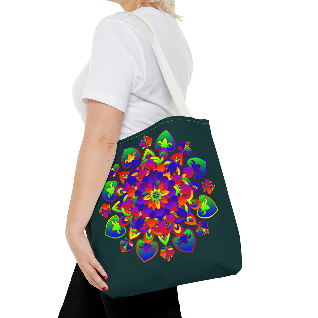 Beautiful and intricate Mandala Mystical Nature Tote Bag with vibrant colors and intricate design, perfect for carrying your essentials in style