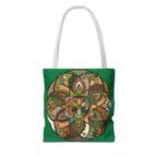 Boho Mandala Tote Bag — Green Floral Pattern AOP Shopper