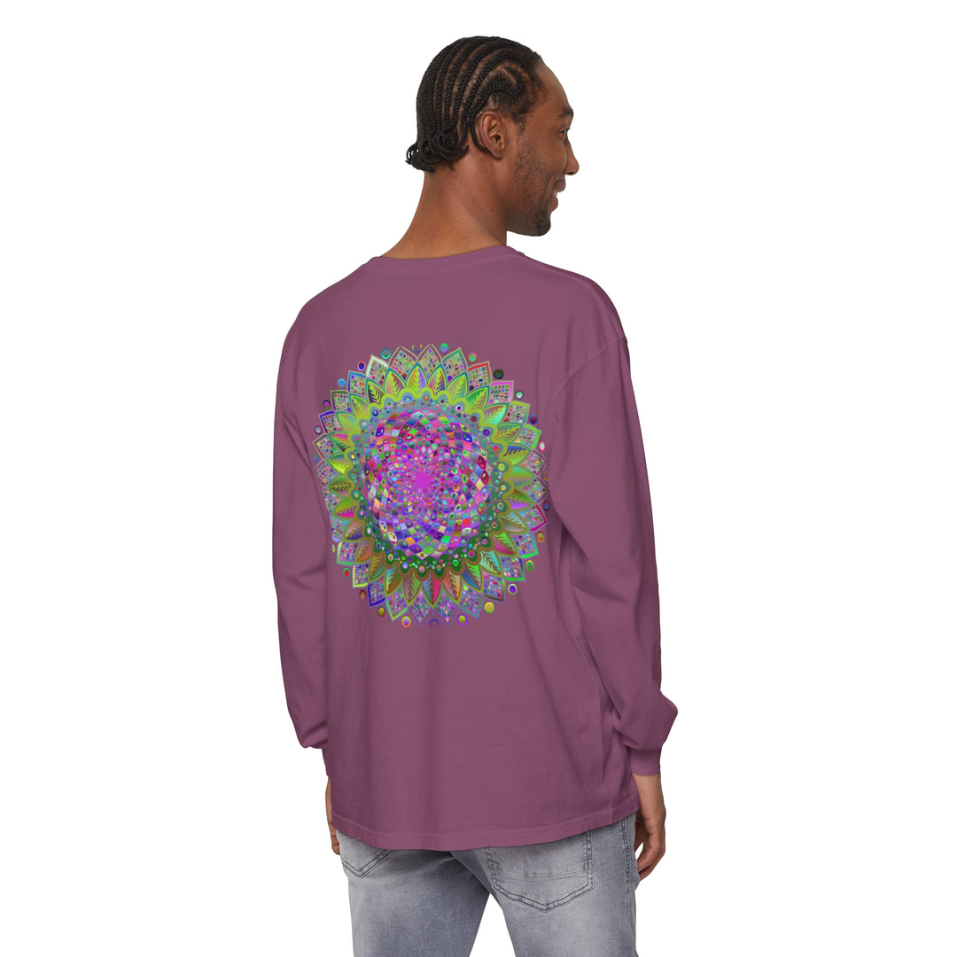 Colorful and intricate mandala design long sleeve unisex t-shirt for men and women