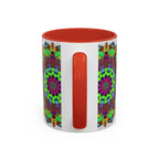 Colorful and intricate floral mandala design adorning a ceramic mug