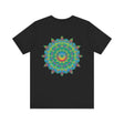 A vibrant and colorful Mandala Tee featuring a design symbolizing spiritual peace and harmony