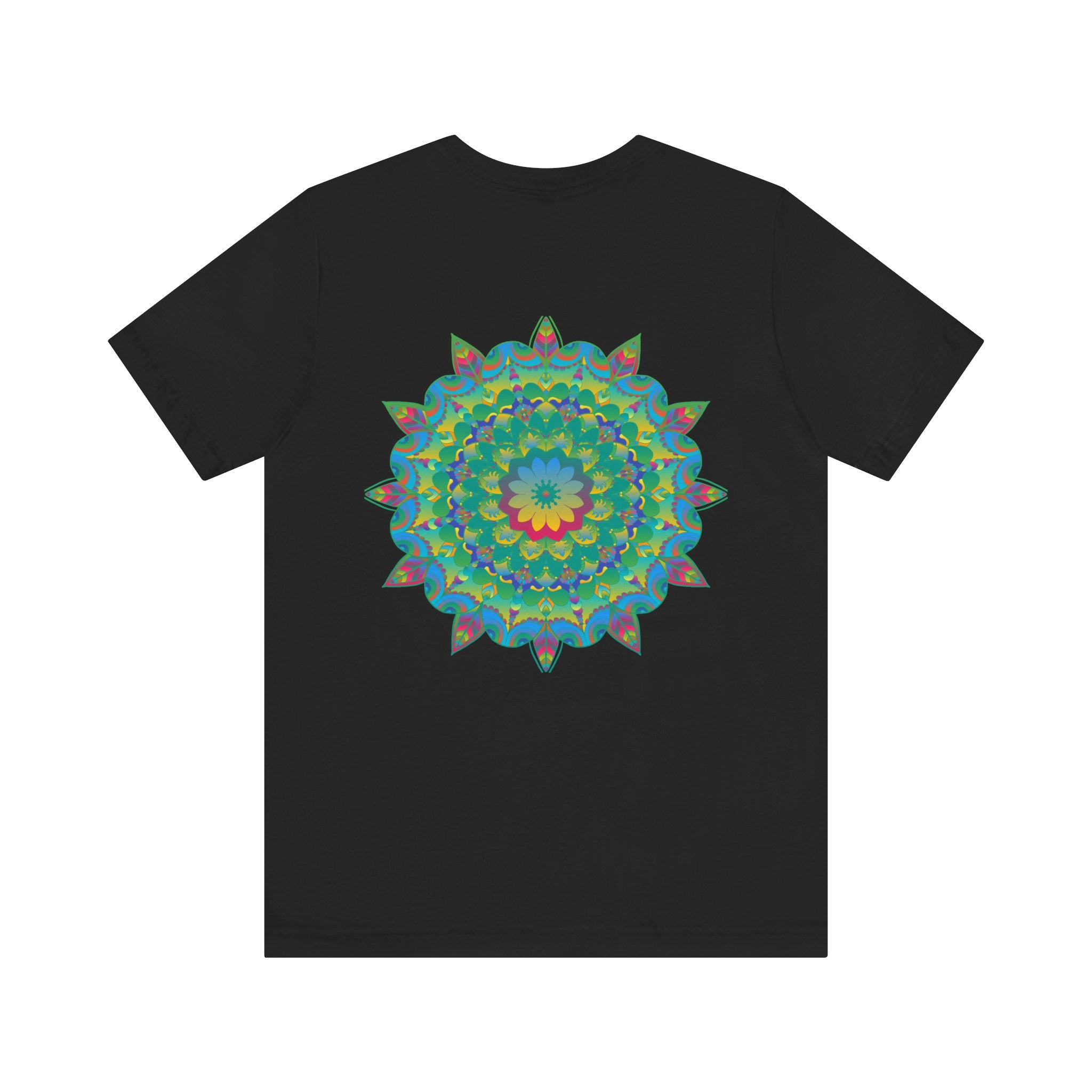 A vibrant and colorful Mandala Tee featuring a design symbolizing spiritual peace and harmony