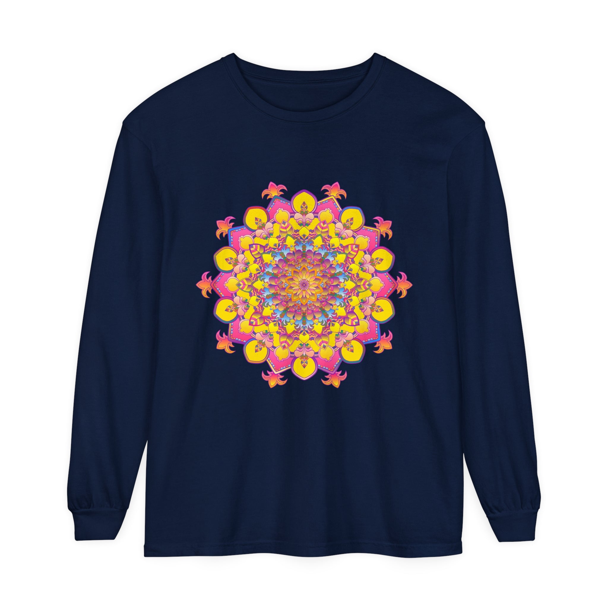 Colorful and intricate mandala design long sleeve t-shirt for men and women
