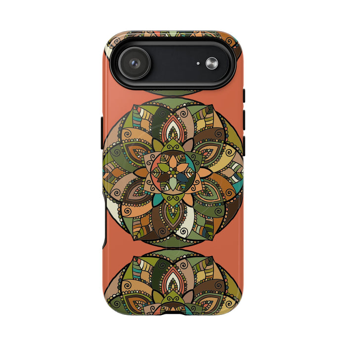 Mandala Floral Tough Magnetic Phone Case — Boho Earth-Tone Protective Cover