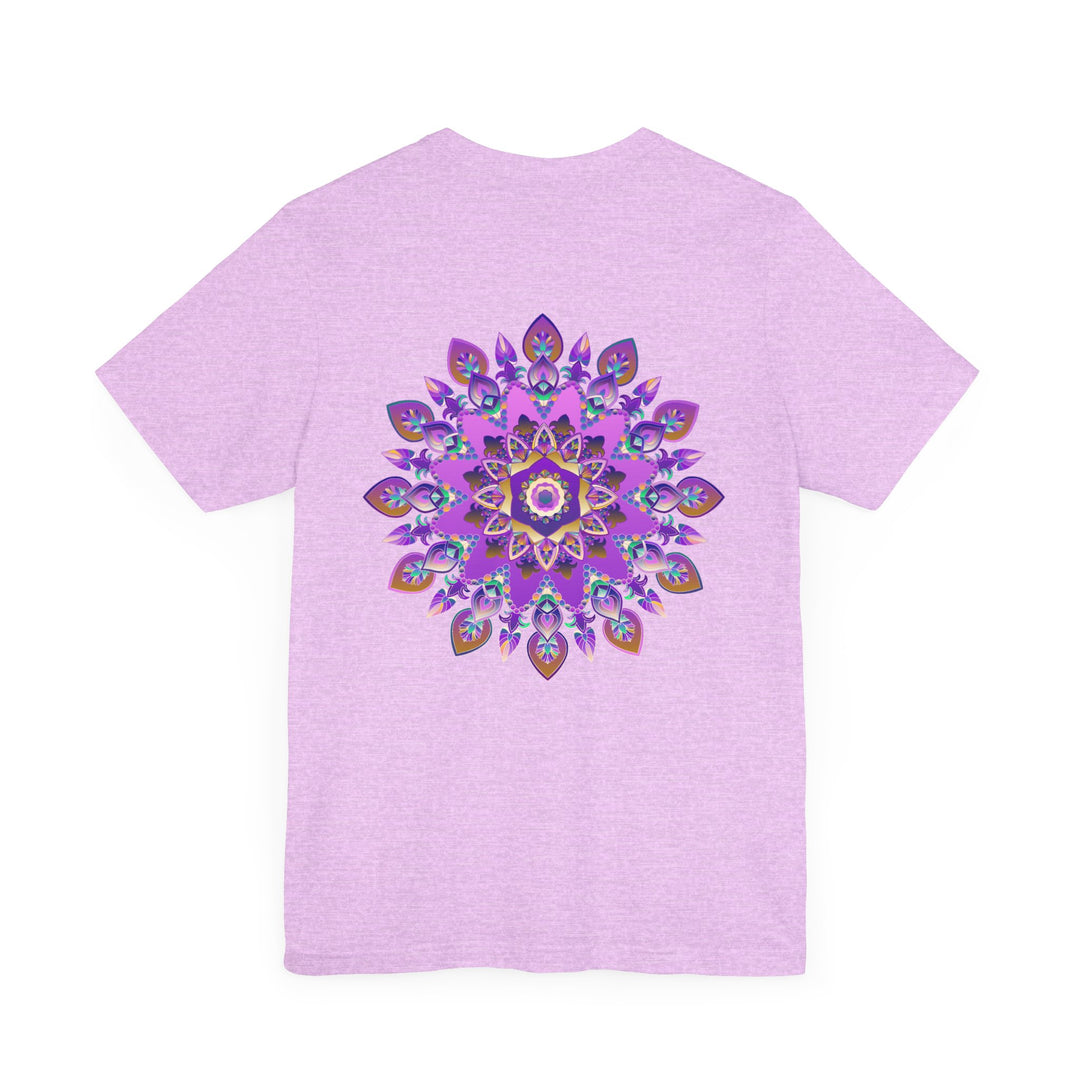 Beautiful purple mandala t-shirt with intricate design symbolizing spiritual peace and harmony, perfect for yoga and meditation enthusiasts