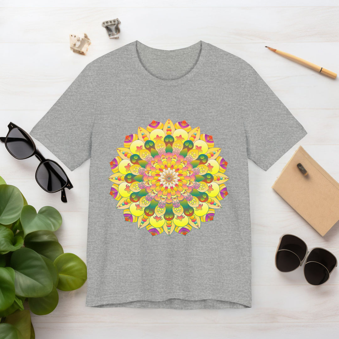 Vibrant Mandala Tee featuring a beautiful mandala design in vibrant colors, representing spiritual peace and harmony for a calming and peaceful lifestyle