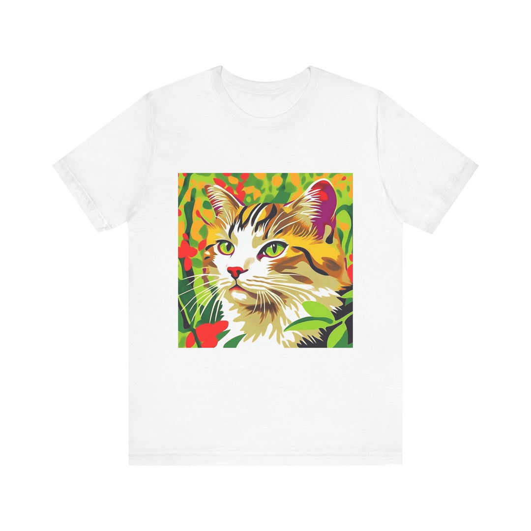 Colorful animal design t-shirt featuring a vibrant Savana cat print