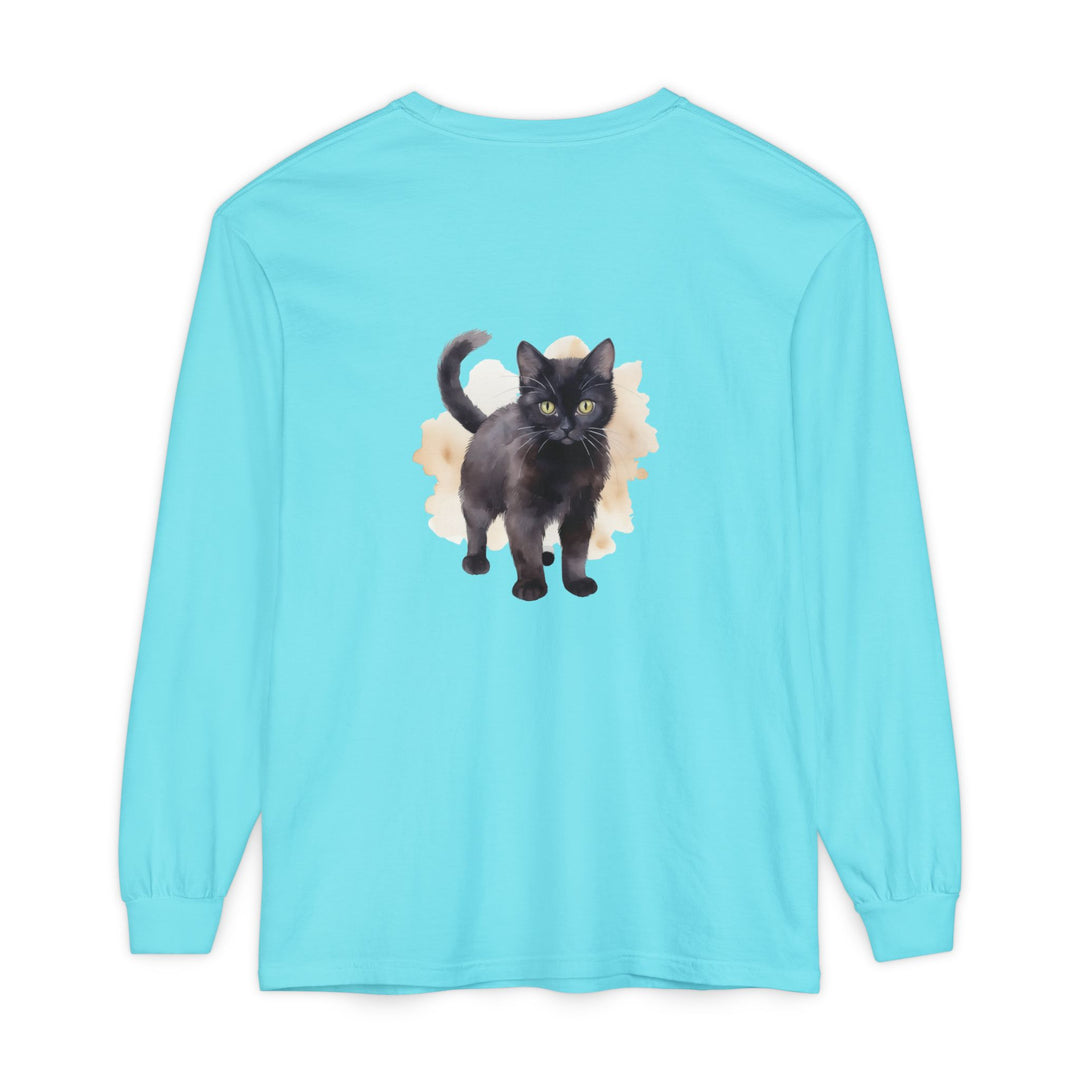 Black Cat Watercolor - Unisex Long Sleeve Tee