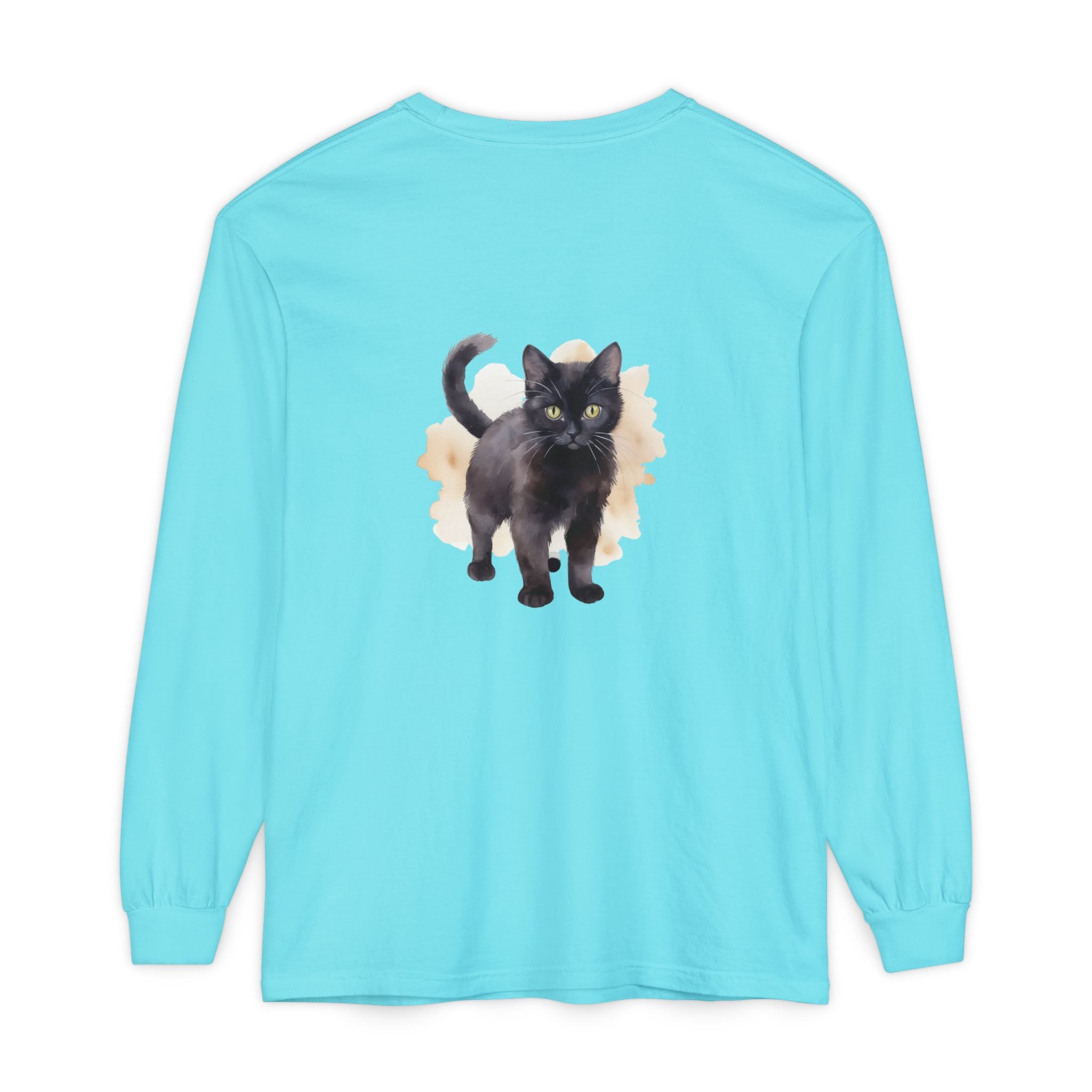 Full Sleeve Tee | Black Cat Watercolor - Unisex