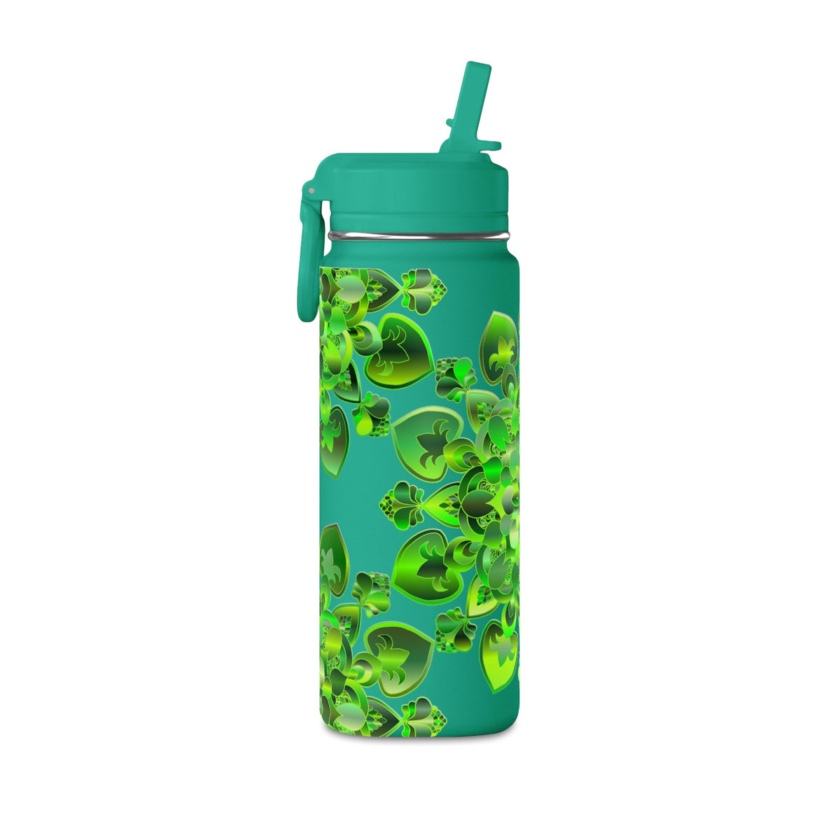20oz Mini Water Bottle — Green Clover Kaleidoscope St. Patrick’s Day Bottle
