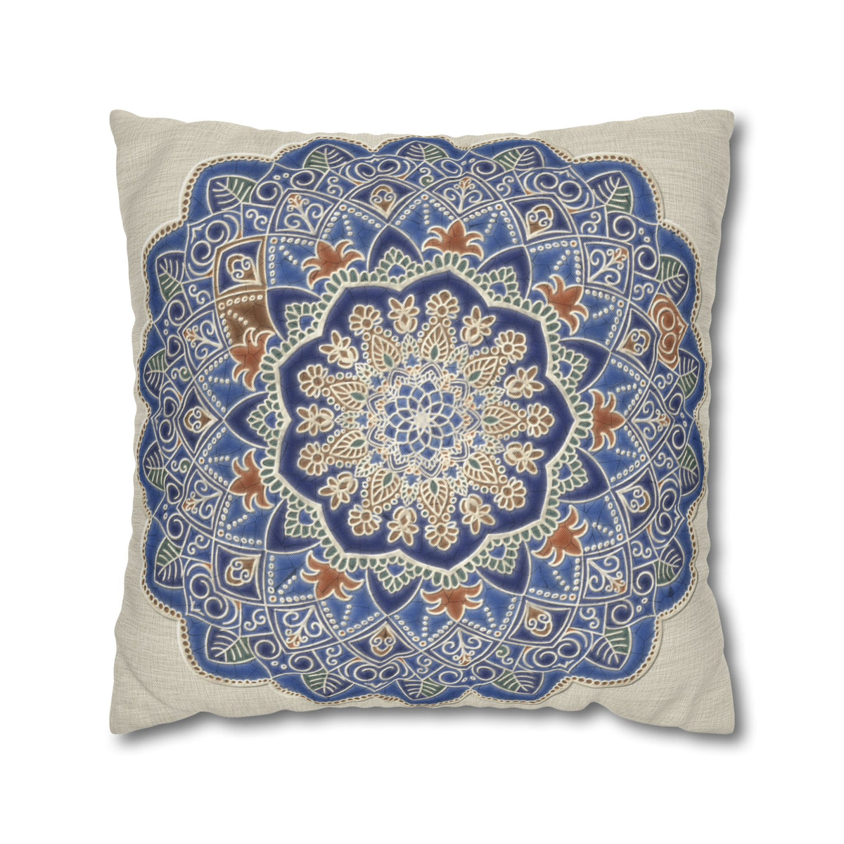 Federe quadrate Mandala blu