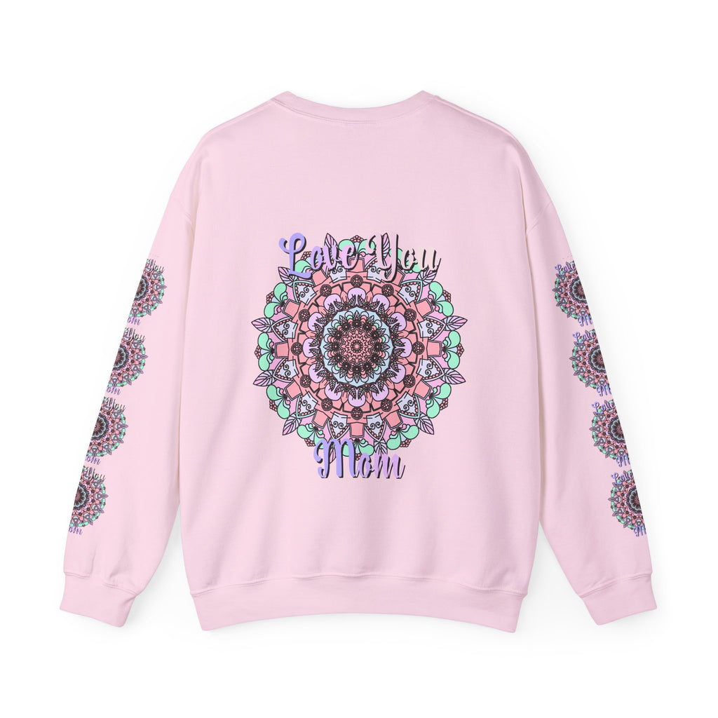 Felpa girocollo ispirata al mandala per mamme in tenui colori pastello
