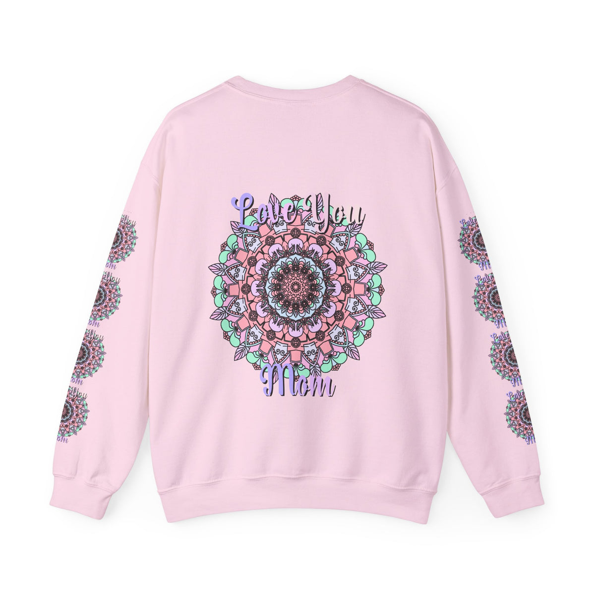 Felpa girocollo ispirata al mandala per mamme in tenui colori pastello