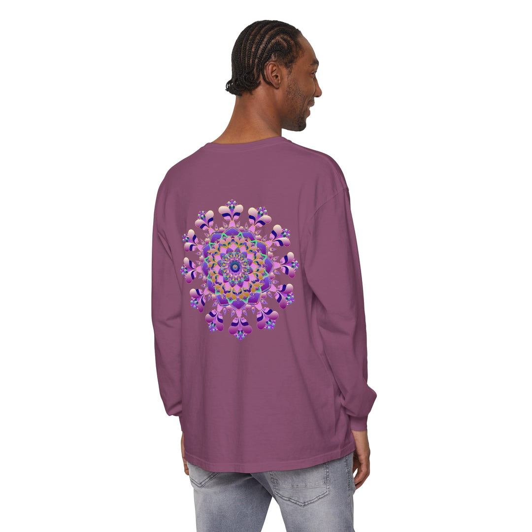 Intricate Mandala Long Sleeve T-Shirt - Unisex, featuring beautiful and detailed mandala design in vibrant colors